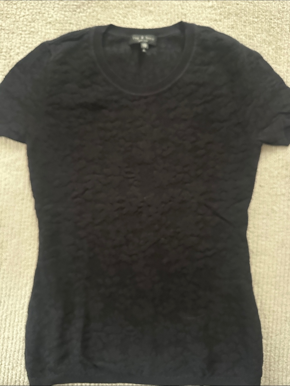 rag & bone Black Short-Sleeve Textured Crew Tee